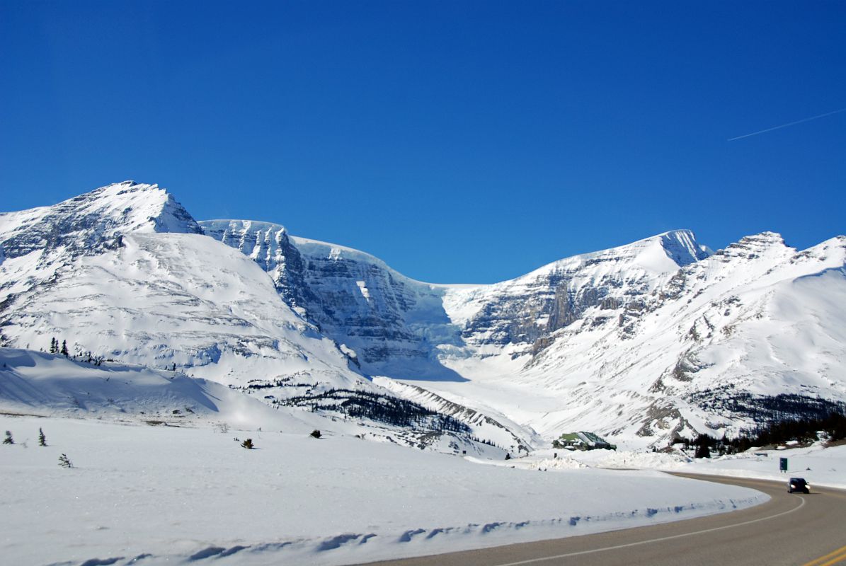10 Snow Dome, Dome Glacier, Mount Kitchener and Mount K2 From Just Before Columbia Icefields On Icefields Parkway